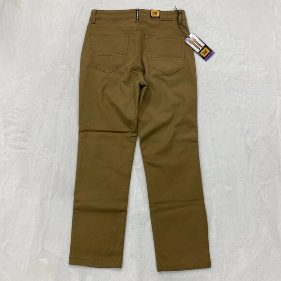 CAT Caterpillar Work Pants Mens 30 x 30 Brown Canvas Fleece Lined Insulated - Picture 3 of 12